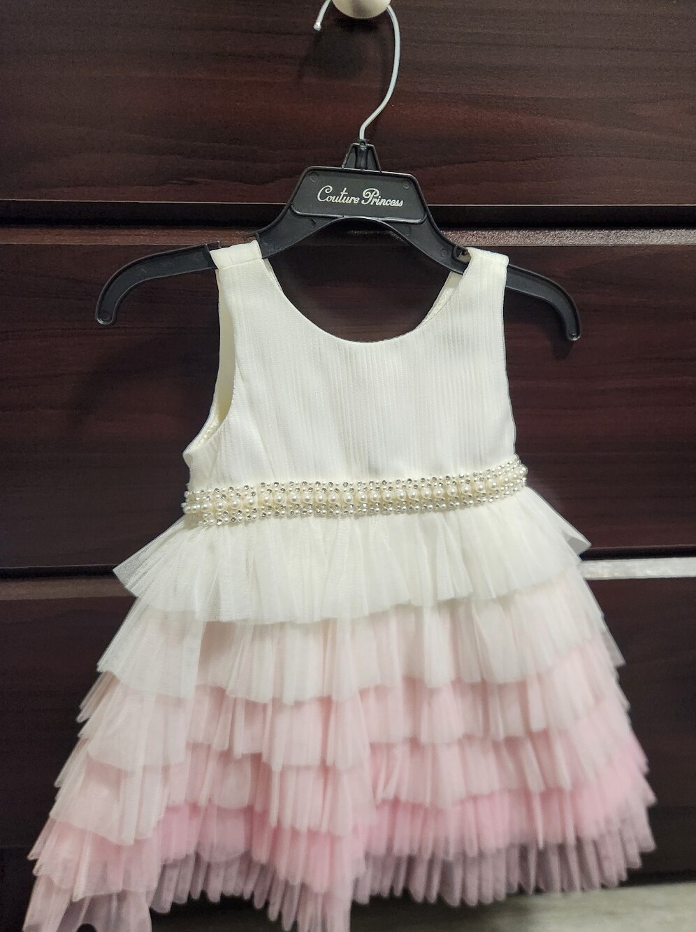 American Princess Girls' Ivory & Blush Layered Tulle Party Dress